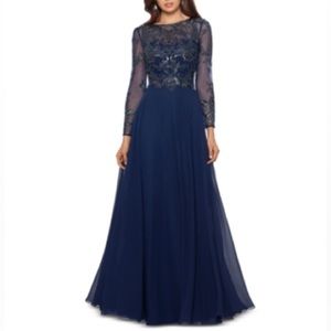 Xscape Mason Long Sleeve Beaded Chiffon Gown size 12